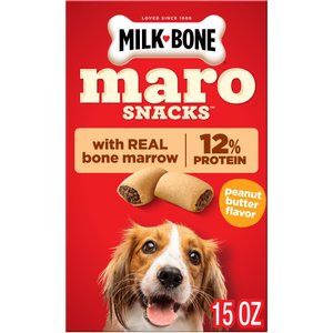 Milk-Bone MaroSnacks Peanut Butter Flavor with Bone Marrow Crunchy Dog Treats, 15-oz box