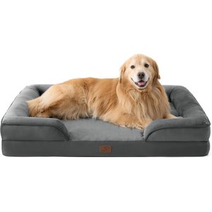 Bedsure Orthopedic Bolster Dog Sofa Bed with Removable Cover, Dark Grey, X-Large Pro