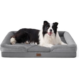 Bedsure Orthopedic Bolster Dog Sofa Bed with Removable Cover, Grey, X-Large