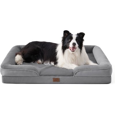 Bedsure Bedsure Orthopedic Bolster Dog Sofa Bed with Removable Cover, Grey, X-Large