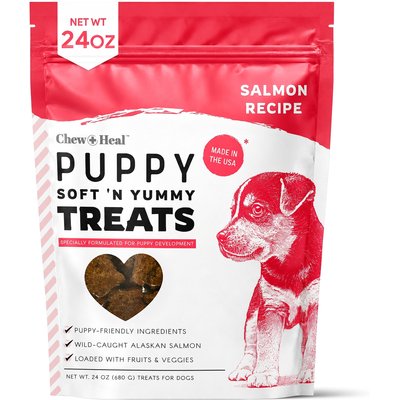 Chew + Heal Chew + Heal Puppy Soft 'N Yummy Wild Alaskan Salmon Limited Ingredient Jerky Dog Treats, 24-oz bag