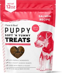 Chew + Heal Puppy Soft 'N Yummy Wild Alaskan Salmon Limited Ingredient Jerky Dog Treats, 12-oz bag