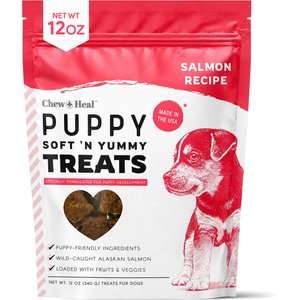 Chew + Heal Puppy Soft 'N Yummy Wild Alaskan Salmon Limited Ingredient Jerky Dog Treats, 12-oz bag