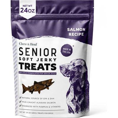 Chew + Heal Chew + Heal Senior Wild Alaskan Salmon Limited Ingredient Soft Jerky Dog Treats, 24-oz bag