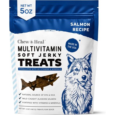 Chew + Heal Chew + Heal Limited Ingredient Wild Alaskan Salmon Multivitamin Soft Jerky Dog Treats, 5-oz bag