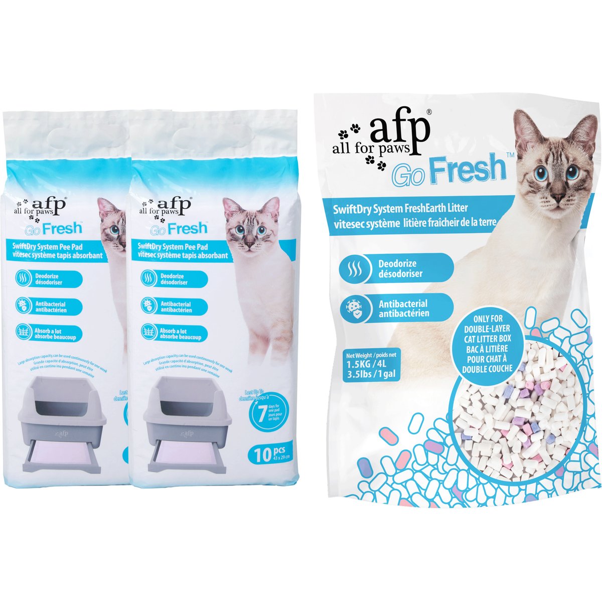 allforpaws Go fresh-SwiftDry System Refill Bundle of Cat Litter & Pee pad