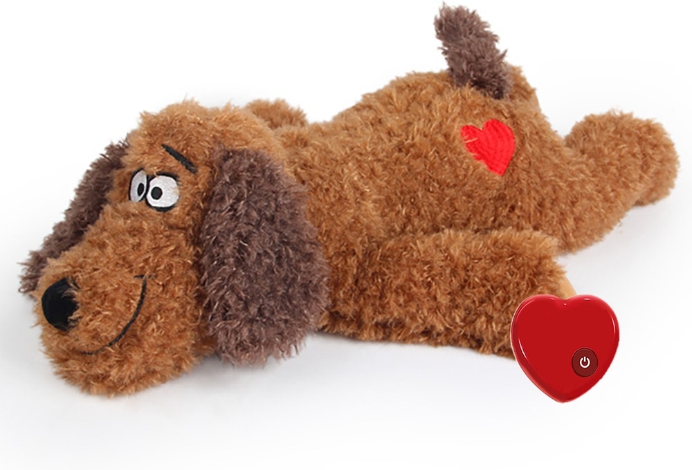 ALLFORPAWS Calming Pals Anti-Anxiety Plush Buddy Dog Toy, Brown