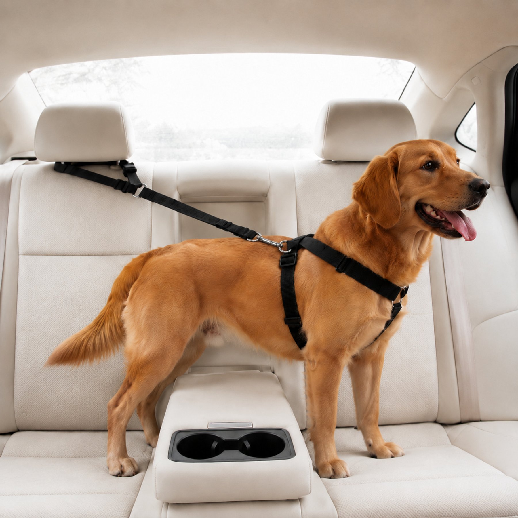 NonoPets Adjustable Dog & Cat Car Safety Seatbelt, Black