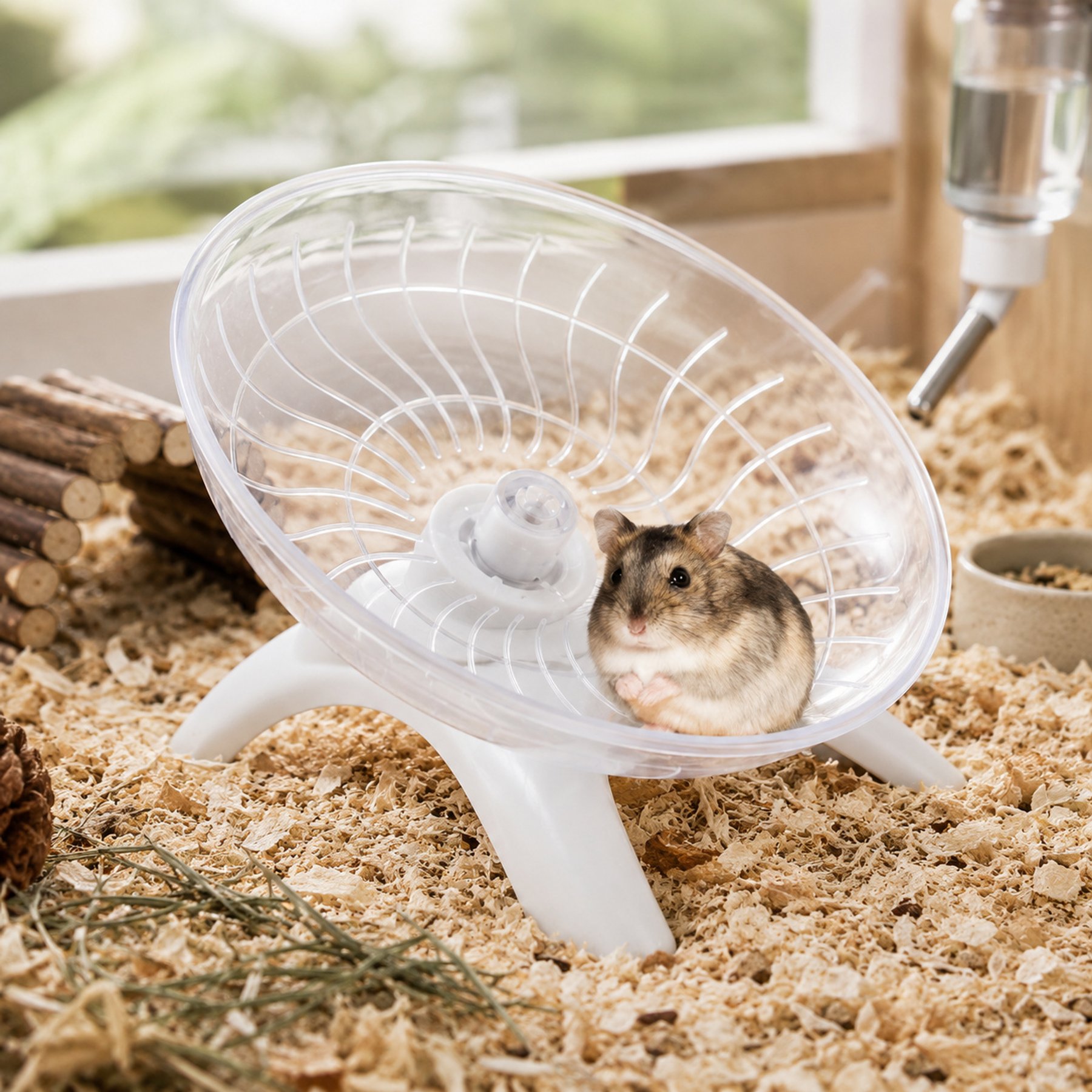 NonoPets Silent Flying Saucer Hamster Wheel, White