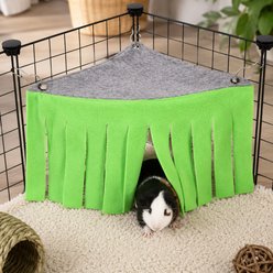 NonoPets Corner Fleece Forest Hanging Hideout Privacy Tent Curtain Shelter for Rabbits Guinea Pigs Hamsters Gerbils & Small Animals, Green