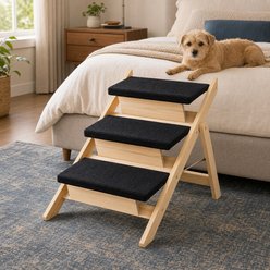 NonoPets 3-in-1 Non-Slip Foldable Wood Dog Stairs & Ramp, 3-Steps