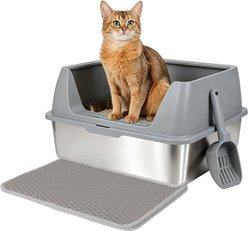 allforpaws Go Fresh-MeowLoo Stainless Steel Cat Litter Box, 23-in, Grey