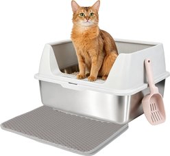 allforpaws Go Fresh-MeowLoo Stainless Steel Cat Litter Box, 23-in, Sand