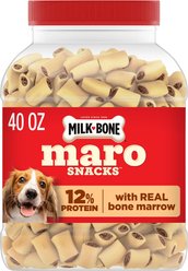 Milk-Bone MaroSnacks Peanut Butter Flavor with Bone Marrow Crunchy Dog Treats, 40-oz tub