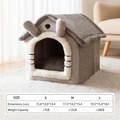 NonoPets Cozy Cushion Single Roof Synthetic Fabric Cat House Tent Bed, Grey, Small slide 2 of 9