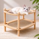 NonoPets Double Layer Wooden Frame Elevated Lounge Cat Hammock Bed