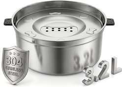 Casfuy Splash Proof Slow Drinking No-Spill Base Stainless Steel Dog Water Bowl, 3.2-L
