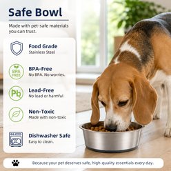 Casfuy Extra Thick Anti-Slip Base Stainless Steel Food & Water Dog Bowl Set, 2 count, Giant: 11.4 cup slide 2 of 7