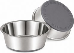 Casfuy Extra Thick Anti-Slip Base Stainless Steel Food & Water Dog Bowl Set, 2 count, Giant: 11.4 cup