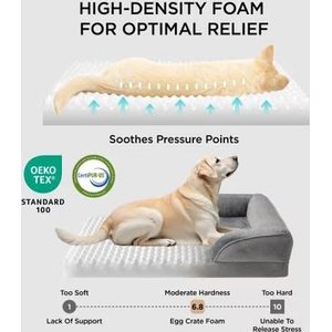Bedsure Orthopedic Bolster Dog Sofa Bed with Removable Cover, Grey, X-Large