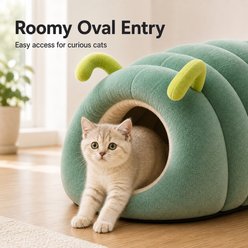 NonoPets Caterpillar-Shaped Plush Bolster Dog & Cat Bed, Orange, Medium slide 2 of 9