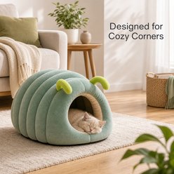 NonoPets Caterpillar-Shaped Plush Bolster Dog & Cat Bed, Green, Large slide 2 of 9