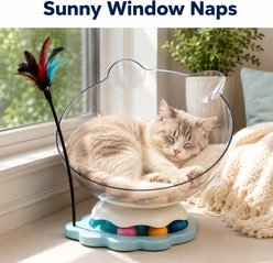 NonoPets Transparent Acrylic Space Capsule Cat Bed with Trackball, Blue slide 2 of 9