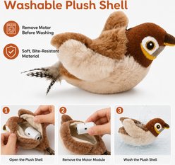 NonoPets Interactive Flapping Bird Realistic Sound Squeaky Plush Cat Toy slide 2 of 9