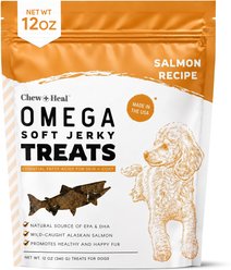 Chew + Heal Wild Alaskan Omega Skin + Coat Salmon Soft Jerky Dog Treats, 12-oz bag