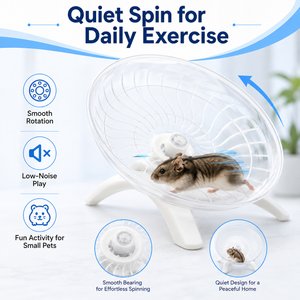 NonoPets Silent Flying Saucer Exercise Wheel Running Disc Activity Toy with Stable 4-Point Support Base for Hamsters Gerbils Mice & Small Pets, Black