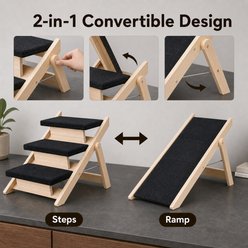 NonoPets 3-in-1 Non-Slip Foldable Wood Dog Stairs & Ramp, 3-Steps slide 2 of 9
