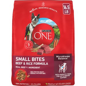Purina ONE Natural Small Bites Beef & Rice Formula High-Protein Dog Food, 16.5-lb bag