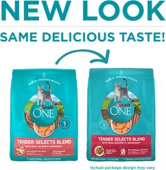 Purina ONE Tender Selects Blend with Real Salmon Natural Dry Cat Food, 16-lb bag slide 2 of 8