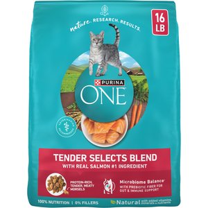 Purina ONE Tender Selects Blend with Real Salmon Natural Dry Cat Food, 16-lb bag