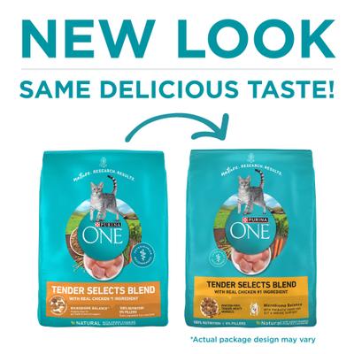 Show full view: Purina ONE Tender Selects Blend with Real Chicken Natural Dry Cat Food, 22-lb bag slide 3 of 11