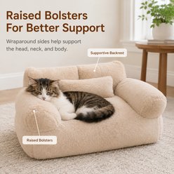 NonoPets Luxury Orthopedic Velvet Pet Throne High-Resiliency Deep-Dish Sofa Bed for Dogs & Cats with Integrated Bolster Support, Medium slide 2 of 9