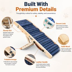 NonoPets Portable Folding Wooden Dog Ramp with Non-Slip Paw Traction Mat, Medium slide 2 of 9