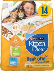 Kitten Chow Year One Essentials Nutrients with Real Chicken High-Protein Kitten Dry Cat Food, 14-lb bag