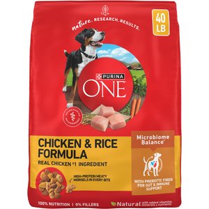 Purina ONE Chicken & Rice Formula High-Protein Dry Dog Food, 40-lb bag