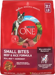Purina ONE Natural Small Bites Beef & Rice Formula High-Protein Dog Food, 31.1-lb bag
