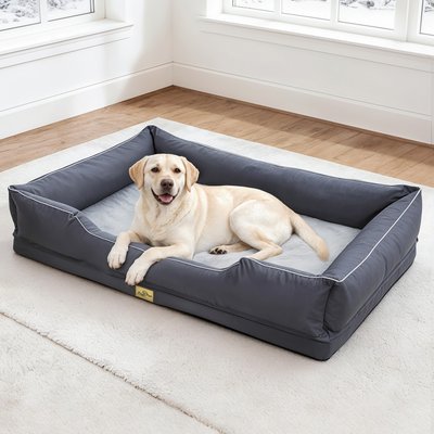 BingoPaw BingoPaw Orthopedic Bolster Dog Bed, Grey, XXX-Large