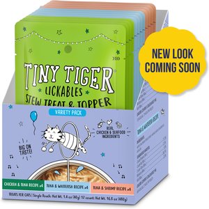 Tiny Tiger Lickables Stew Variety Pack Cat Treat & Topper (NEW LOOK COMING SOON), 1.4-oz pouch, case of 12