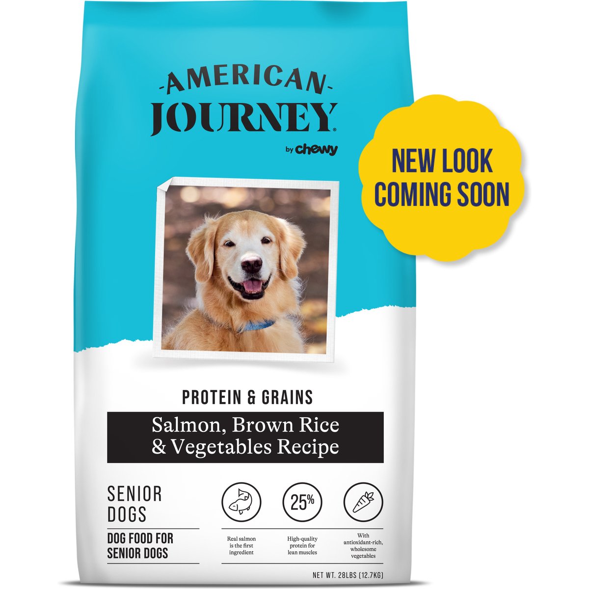 American Journey Protein & Grains Senior Salmon, Brown Rice & Vegetables Recipe Dry Dog Food (NEW LOOK COMING SOON), 28-lb bag
