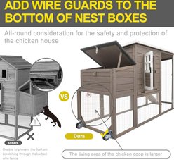 Petscosset Outdoor 2-Story Chicken Coop with Run Cage, Grey, 74.8 x 26.14 x 39.37-in slide 2 of 7