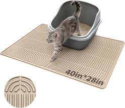 Mora Pets Hassle-Free Silicone Waterproof & Non-Slip Cat Litter Mat, Khaki, 40 x 28-in