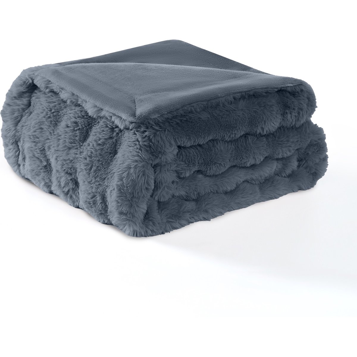MODERN THREADS Water-Resistant Faux Rabbit Fur Ultra-Soft Plush Couch Blanket for Dogs & Cats, Navy Blue, X-Large