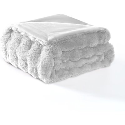 MODERN THREADS MODERN THREADS Water-Resistant Faux Rabbit Fur Ultra-Soft Plush Couch Blanket for Dogs & Cats, Light Grey, Large