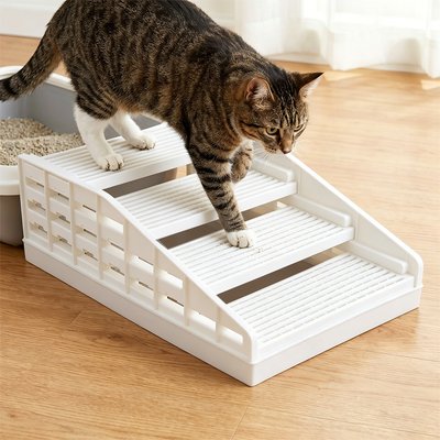 Mora Pets Mora Pets Adjustable Anti-Tracking Cat Litter Box Step, White