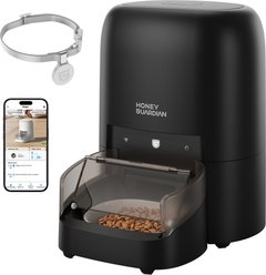 HONEYGUARDIAN RFID Automatic High-Tech Ceramic Cat Feeder with Collar Tag-Activated Personalized Meal, Large: 4.6-L, Black