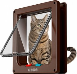 Kylinsure Mate 4-Way Locking Cat Flap with Door Liner, Brown, Medium